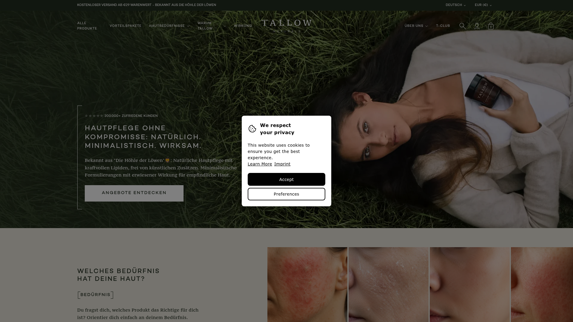 2. Tallows Homepage