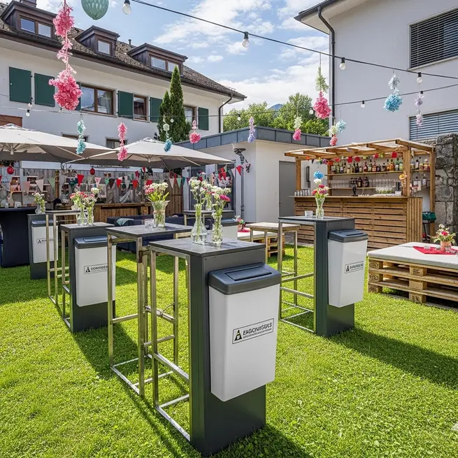 Abfallsackhalter auf einer Schweizer Eventfläche