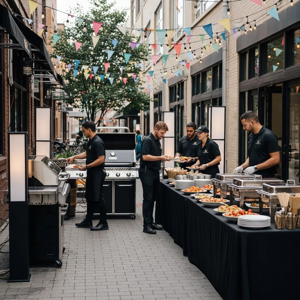 Aufbau eines professionellen Gasgrill-Bereichs für ein Firmenevent