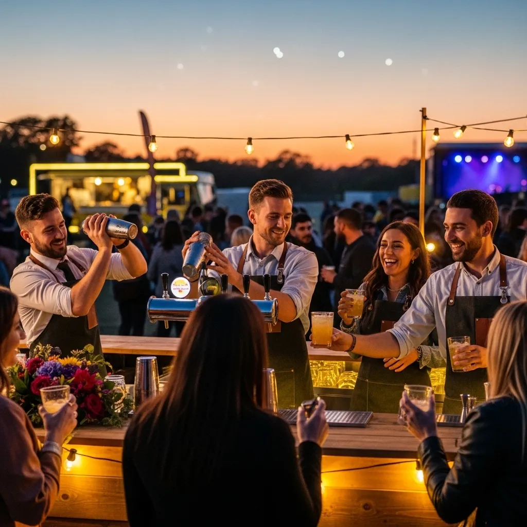 Barkeeper im Einsatz auf einem Festival