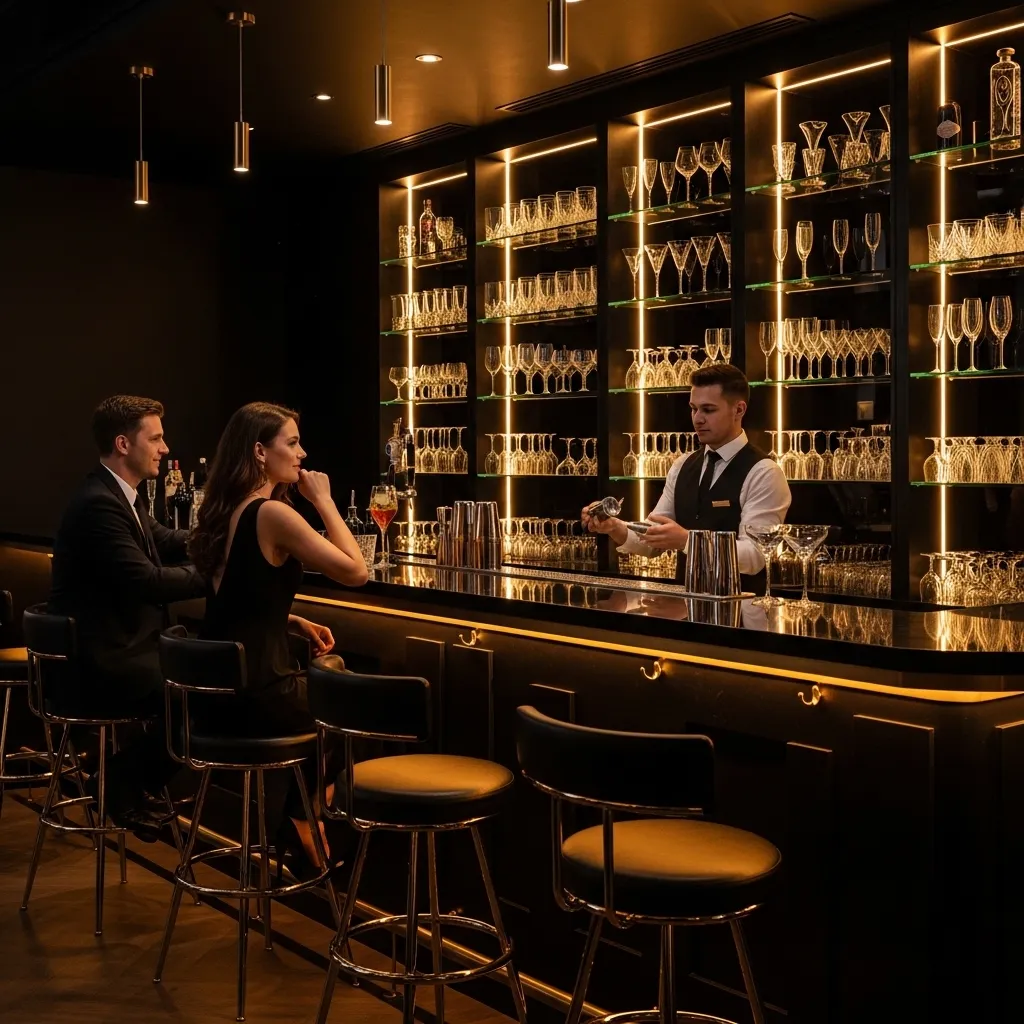 Black and Gold Bar mit Beleuchtung