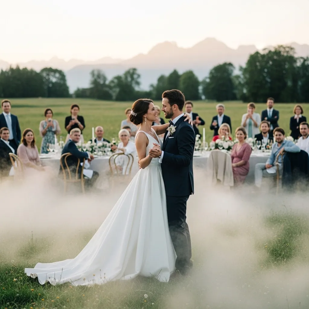 Bodennebel bei einer Hochzeit im Freien
