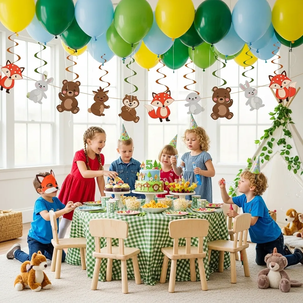 Bunte Dekoration für Kindergeburtstag