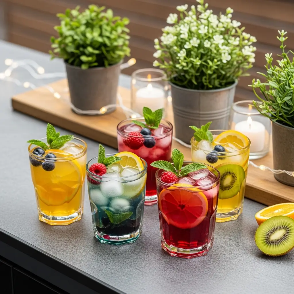 Bunte Mocktails auf einem Familienfest