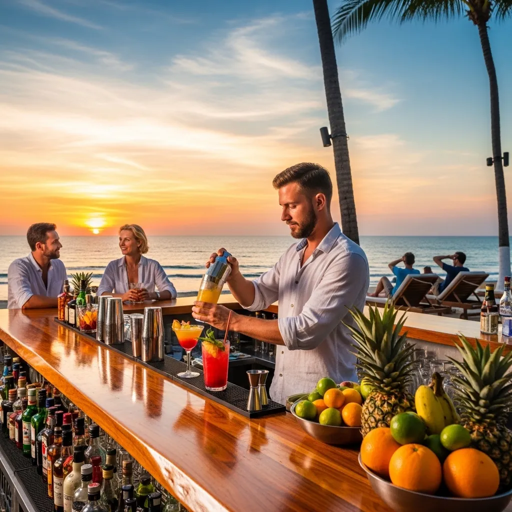 Cocktail Zubereitung an der Beach Bar