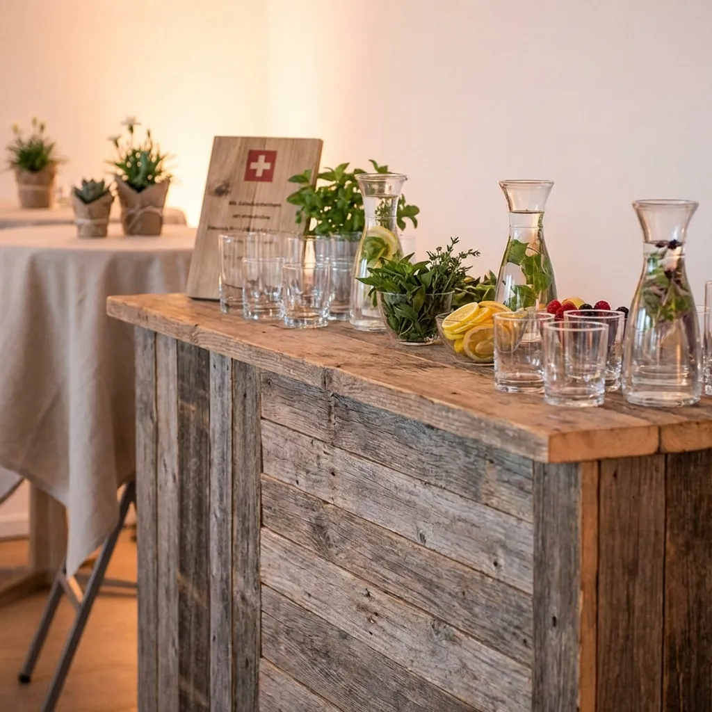 Detailaufnahme einer nachhaltigen Event Bar