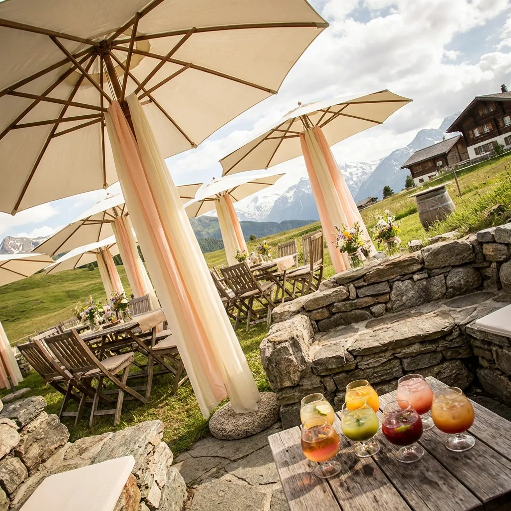 Elegante Beschattung bei einer Sommerhochzeit