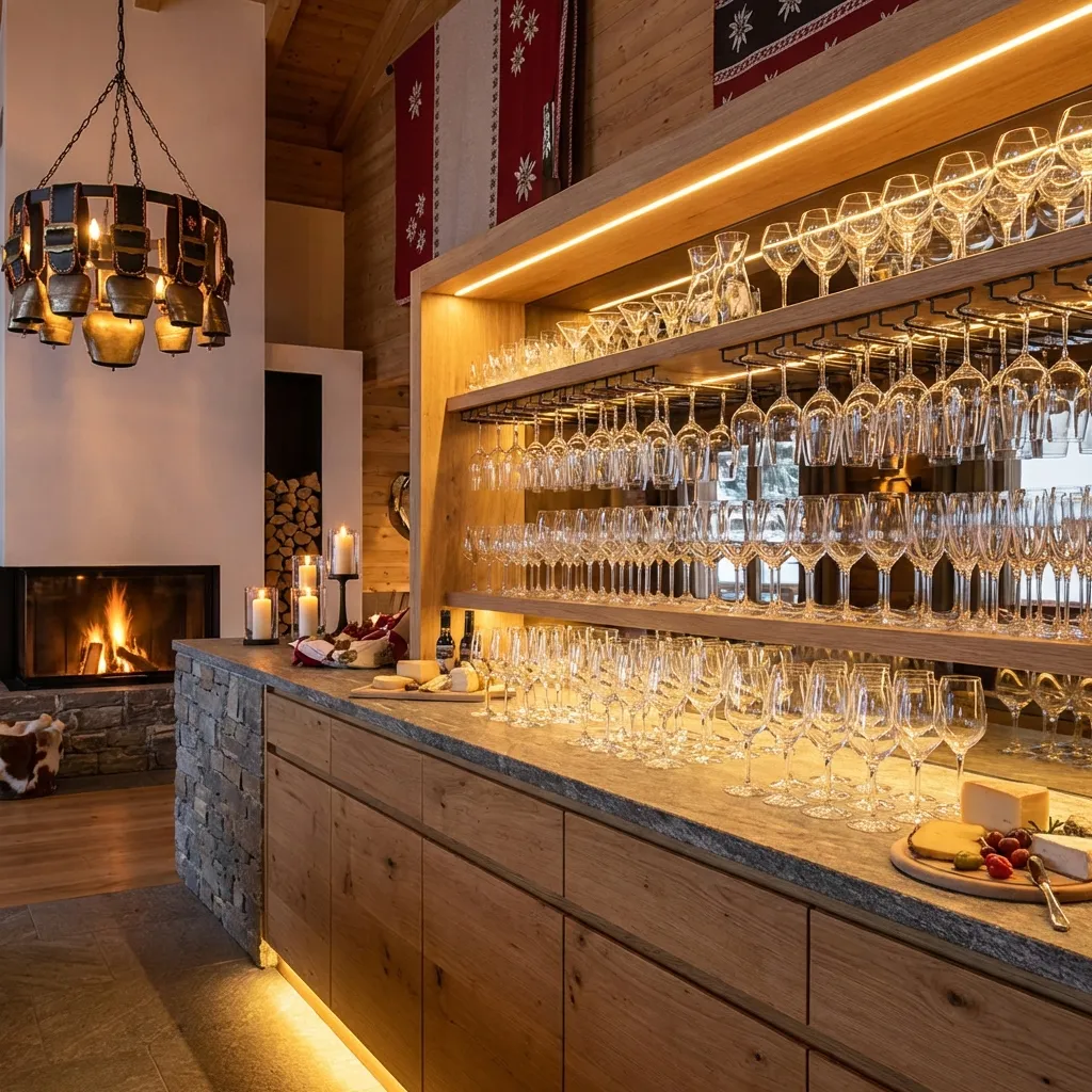 Elegante Eventgläser auf Bar