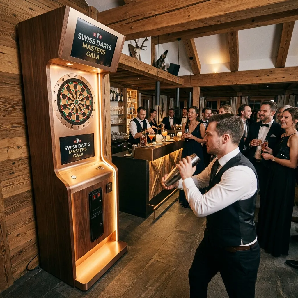 Eleganter Dartautomat auf einem stilvollen Schweizer Firmenevent