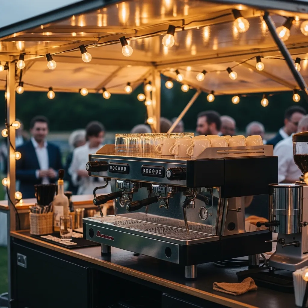 Espressomaschine an einer mobilen Bar
