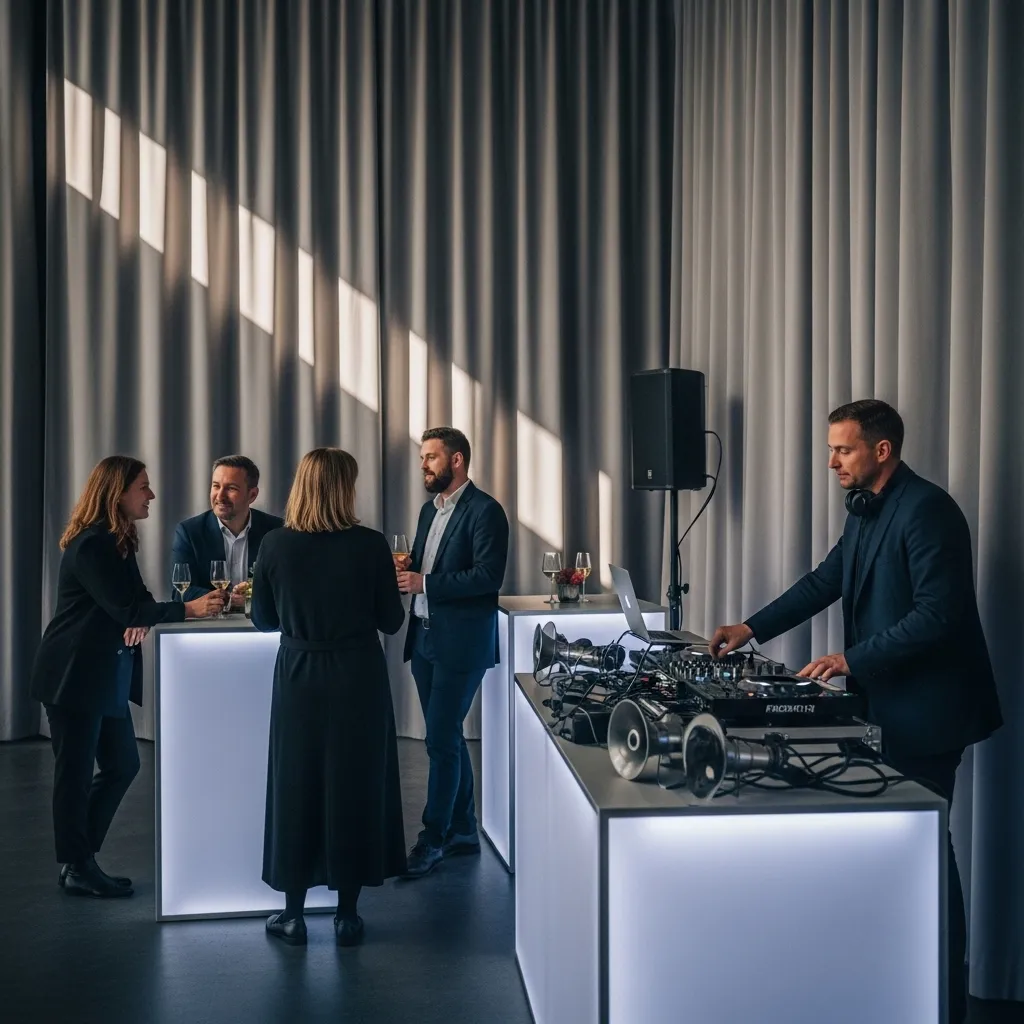 Event-DJ mit Lichttechnik bei einem Firmenanlass