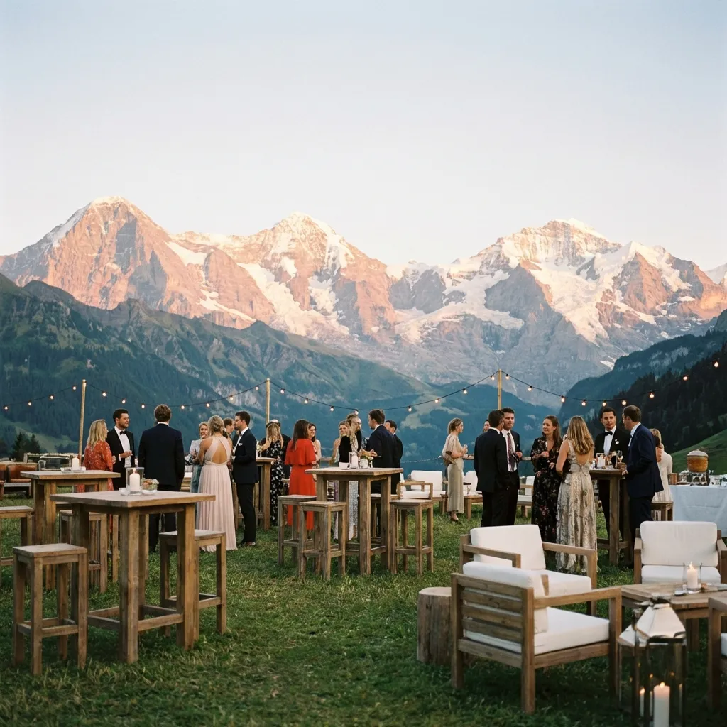 Event mit Stehtischen und Loungemöbeln