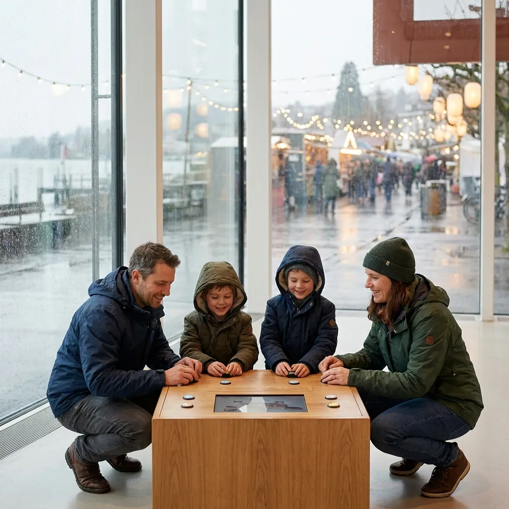 Familie in einem modernen Schweizer Museum
