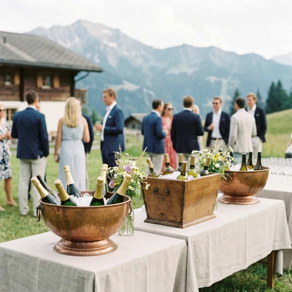 Flaschenkühler bei Sommerhochzeit