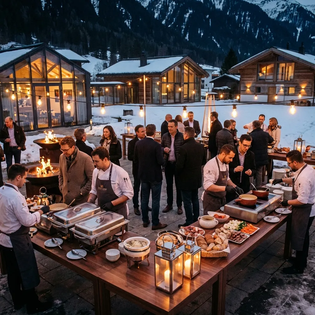 Fondue Station bei Firmenevent im Freien