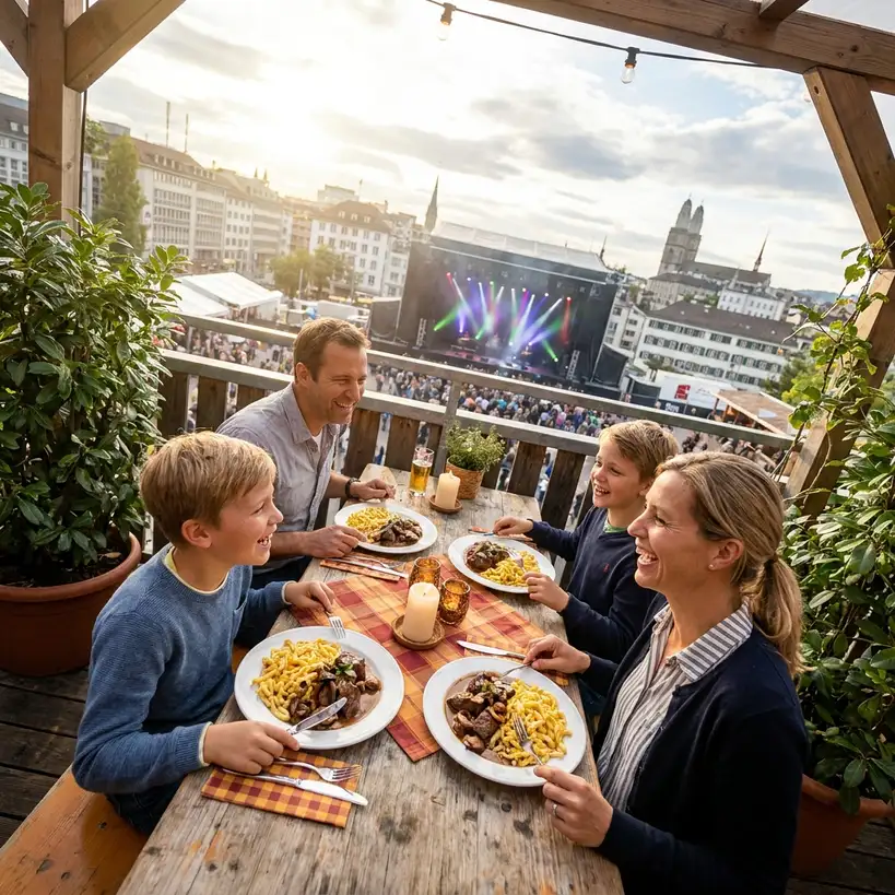 Gemütliches Schweizer Restaurant im Herbst