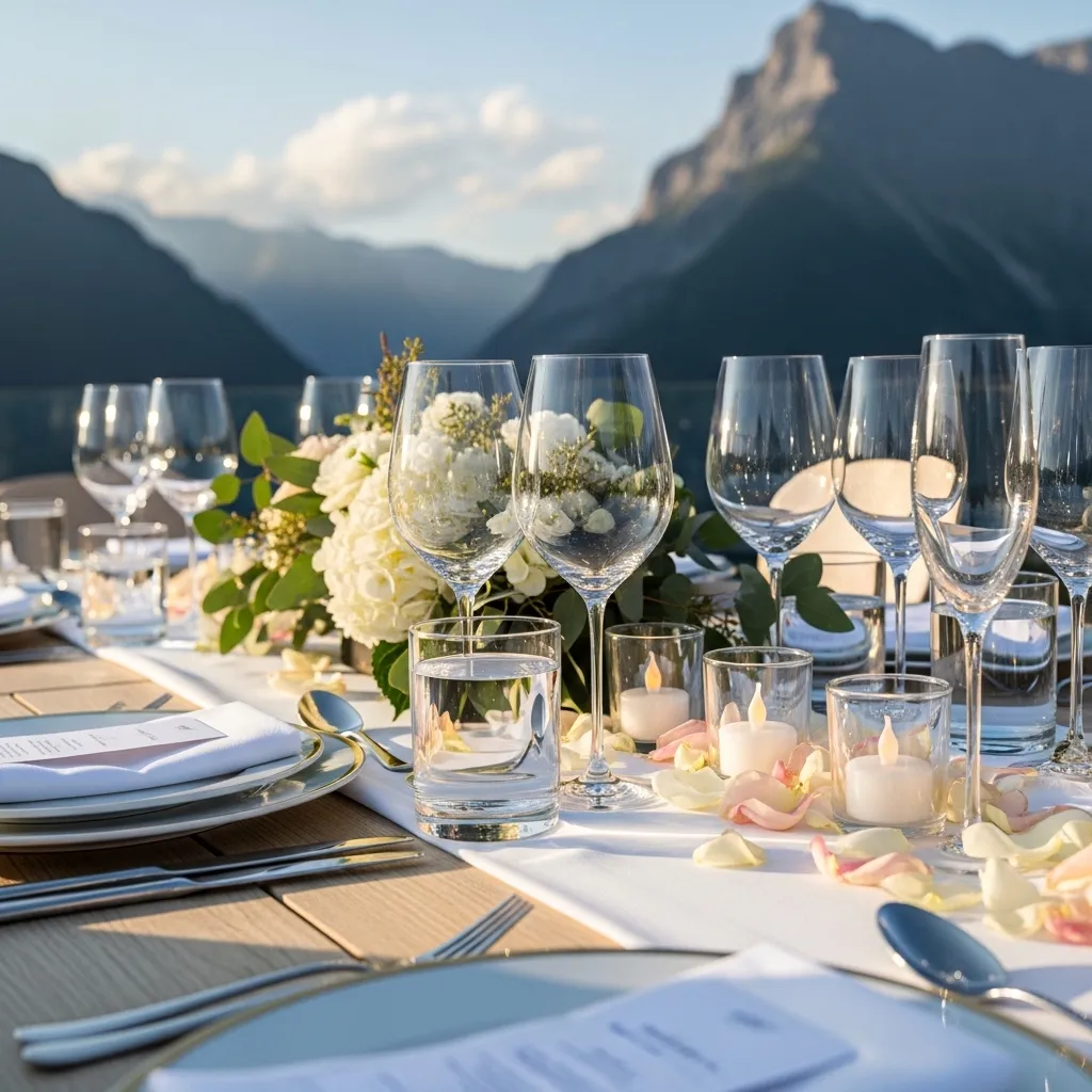 Gemietete Trinkgläser auf einem Eventtisch