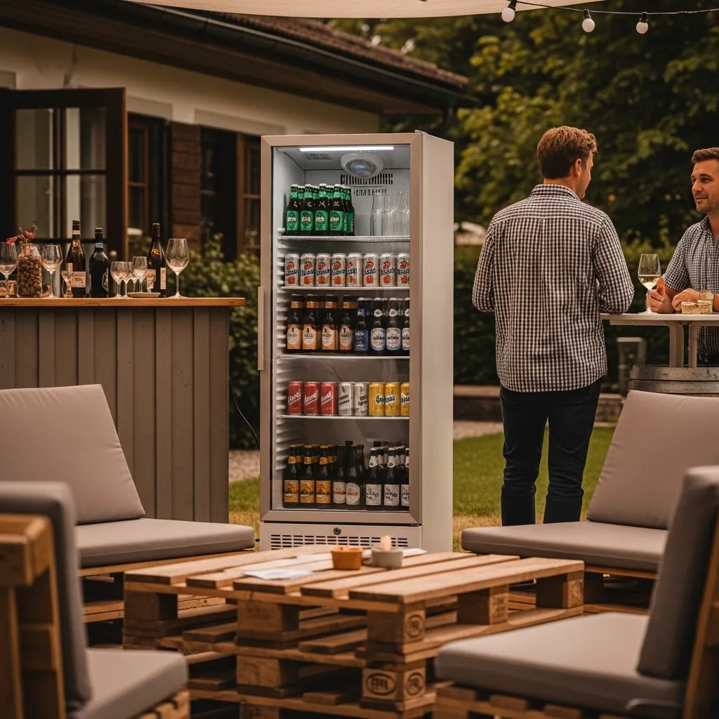 Kühlschrank mieten – Flexible Lösungen für Events in der Schweiz 2 Getränkekühlschrank auf einer stilvollen Eventfläche