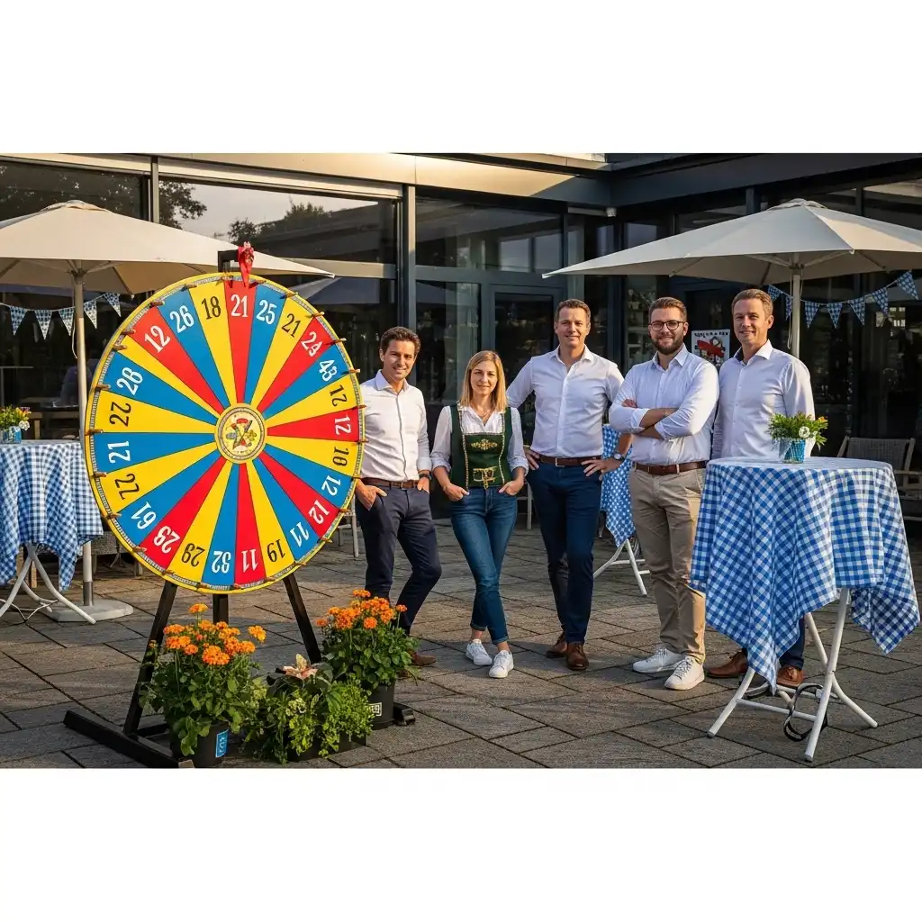 Glücksrad mieten in der Schweiz 2 Glücksrad bei einem Schweizer Firmenevent