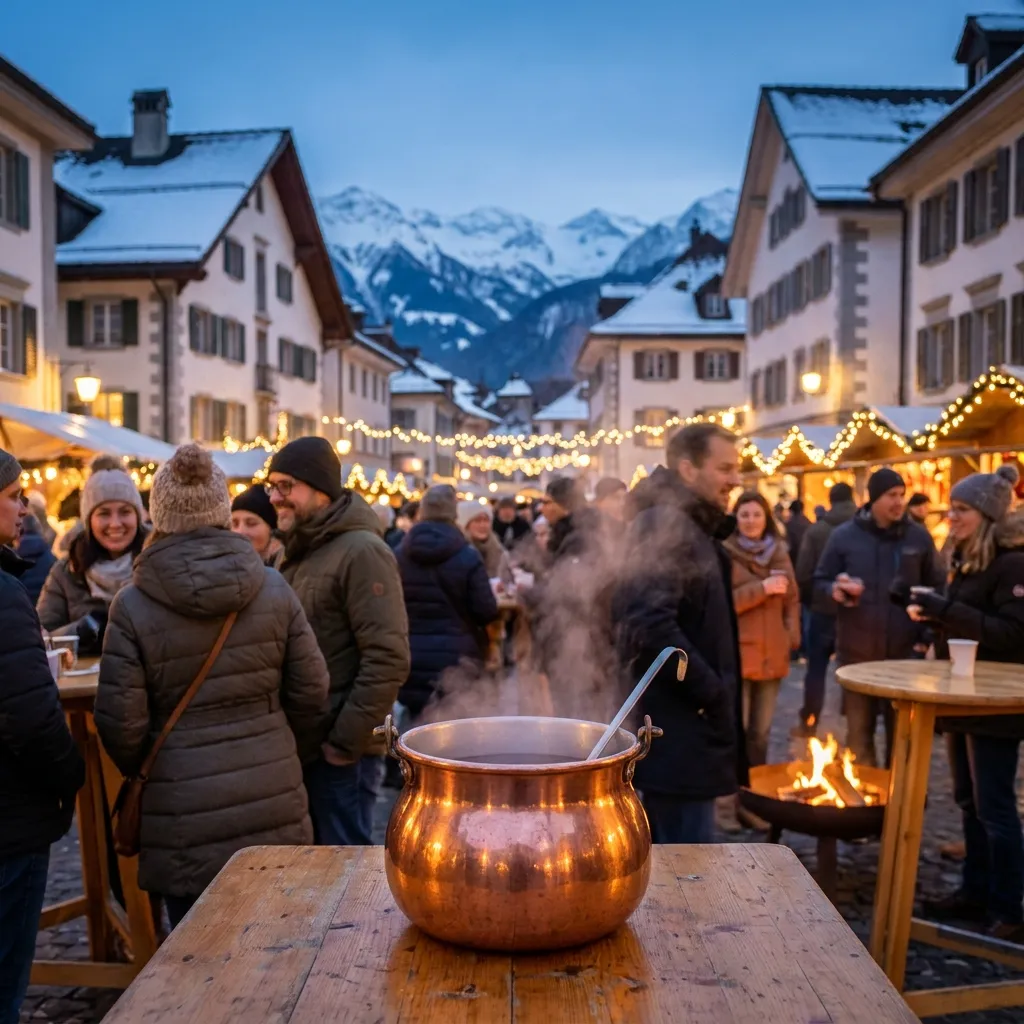Glühweinkocher auf einem gemütlichen Winterevent