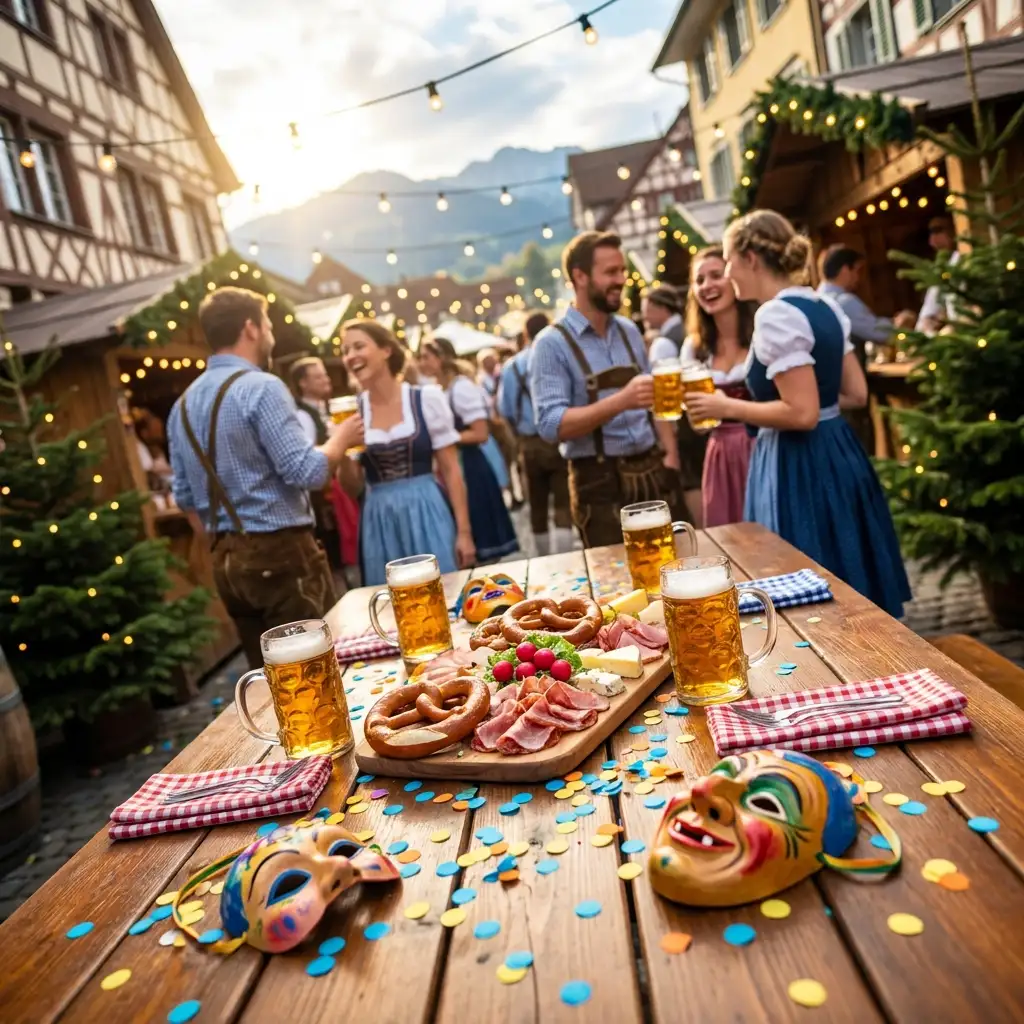 Herbstliche Details eines modernen Oktoberfest-Events