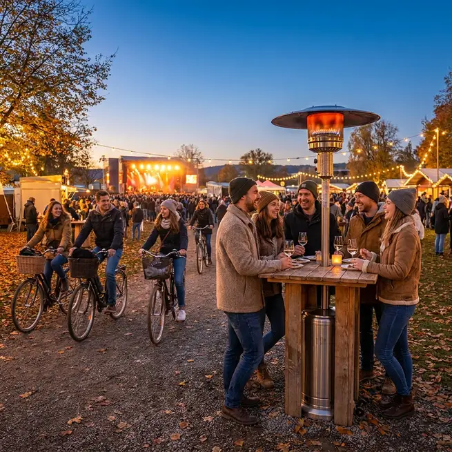 Herbstlicher Event mit Wärmezone im Freien