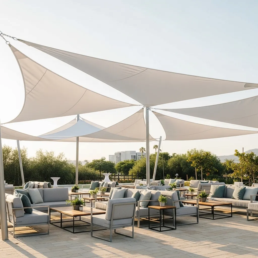 Sonnensegel im Test: Die beste Lösung für Schatten und Stil 2 Modernes Event mit Sonnensegel