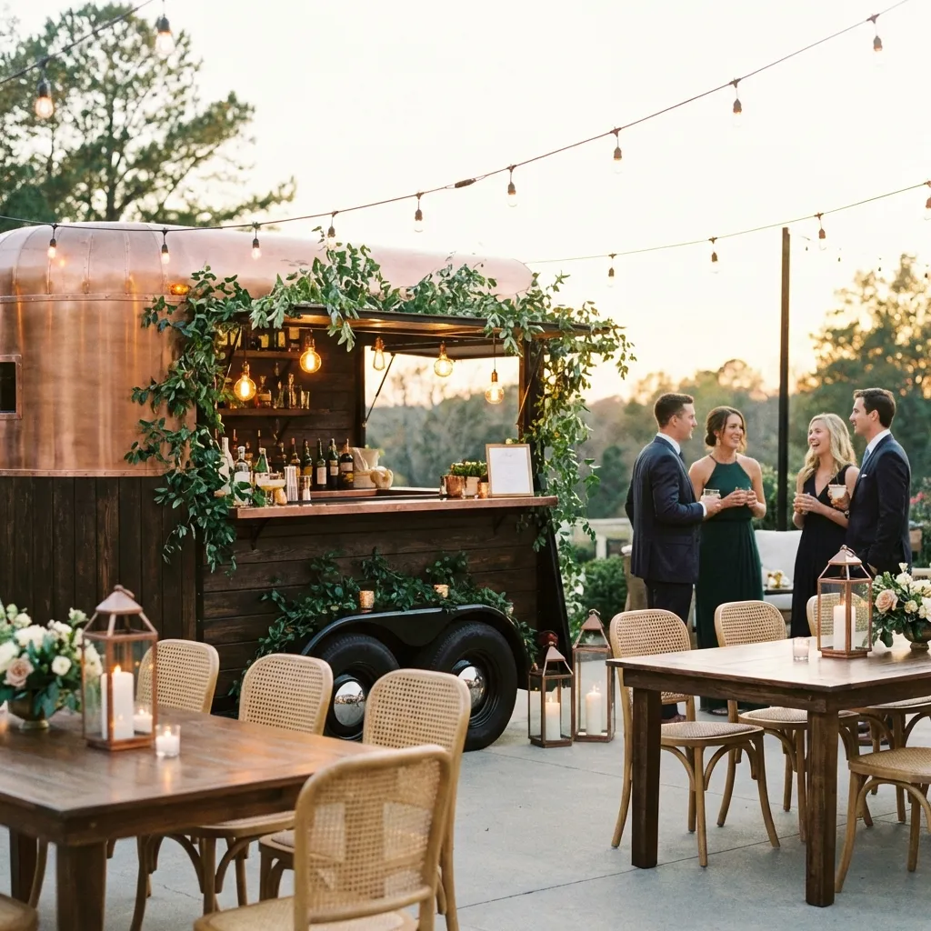 Kompletter Eventaufbau mit Bar und Mobiliar