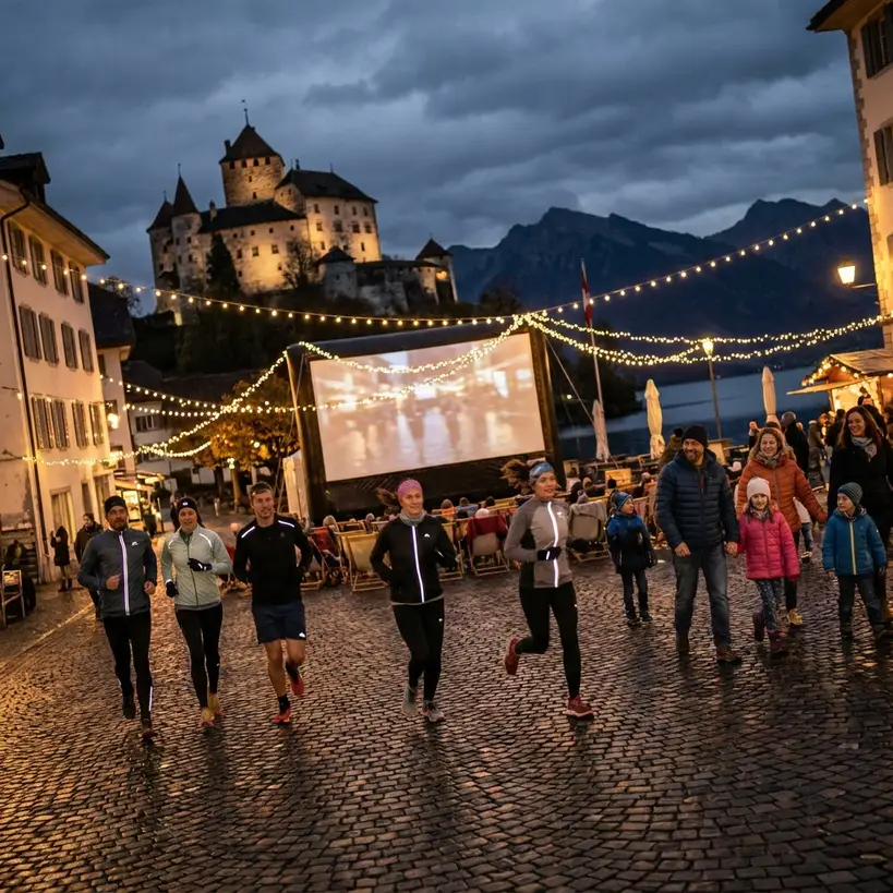 Läuferinnen und Läufer in der Altstadt von Rapperswil