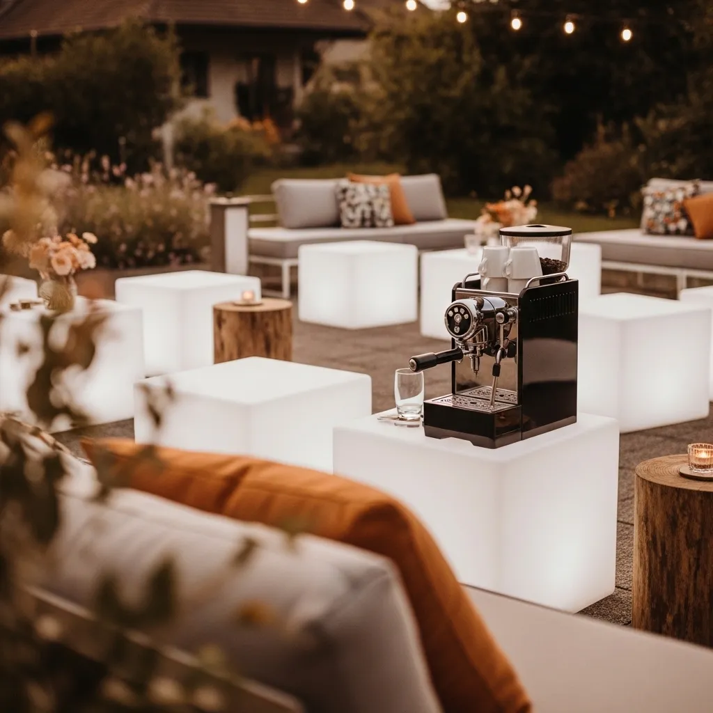 Lounge Sitzwürfel LED mieten 2 Leuchtende Lounge mit LED Sitzwürfeln auf einem Schweizer Event