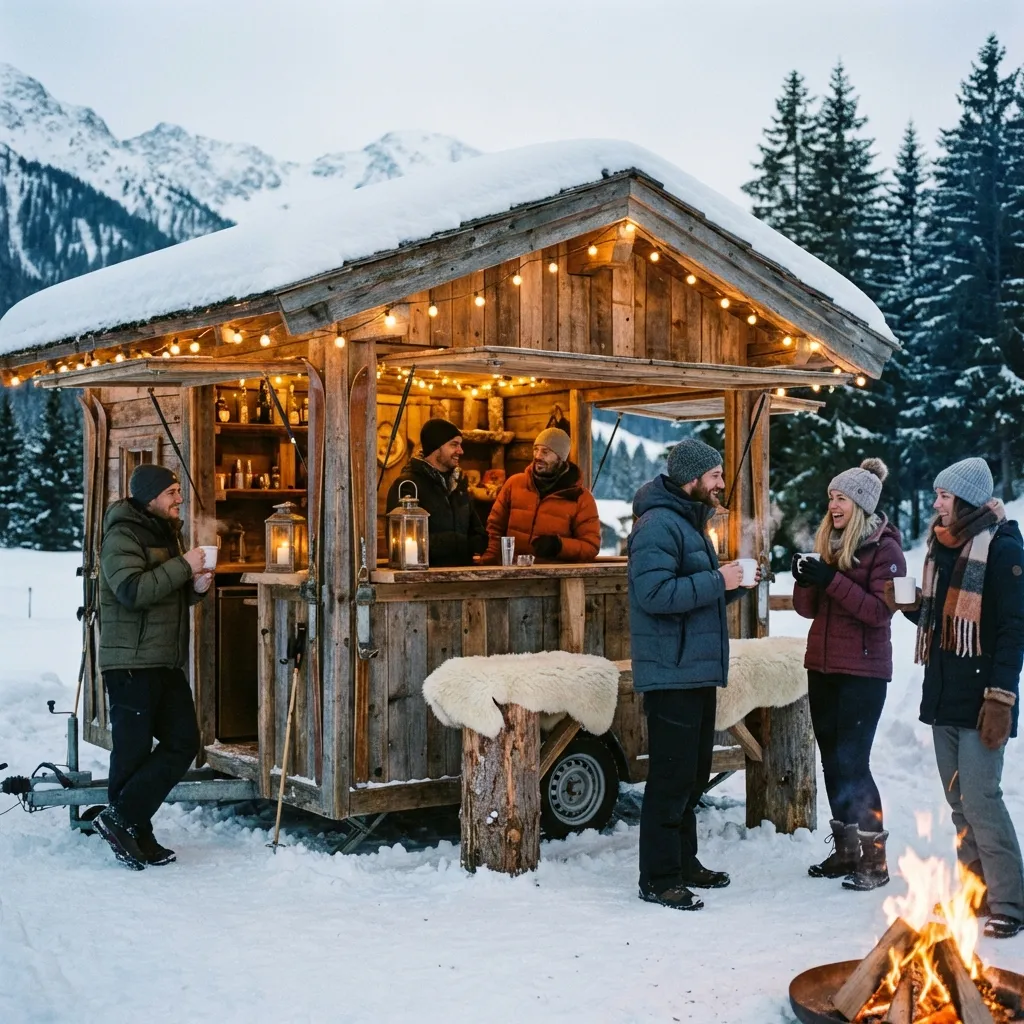 Mobile Apres-Ski-Bar im Winter