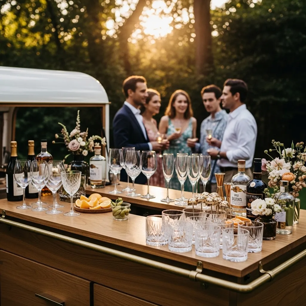 Mobile Bar bei einer kleinen Hochzeit