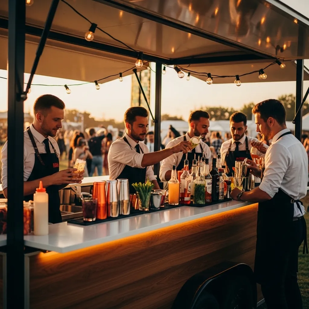 Mobile Bar im Einsatz bei einem Sommer-Event