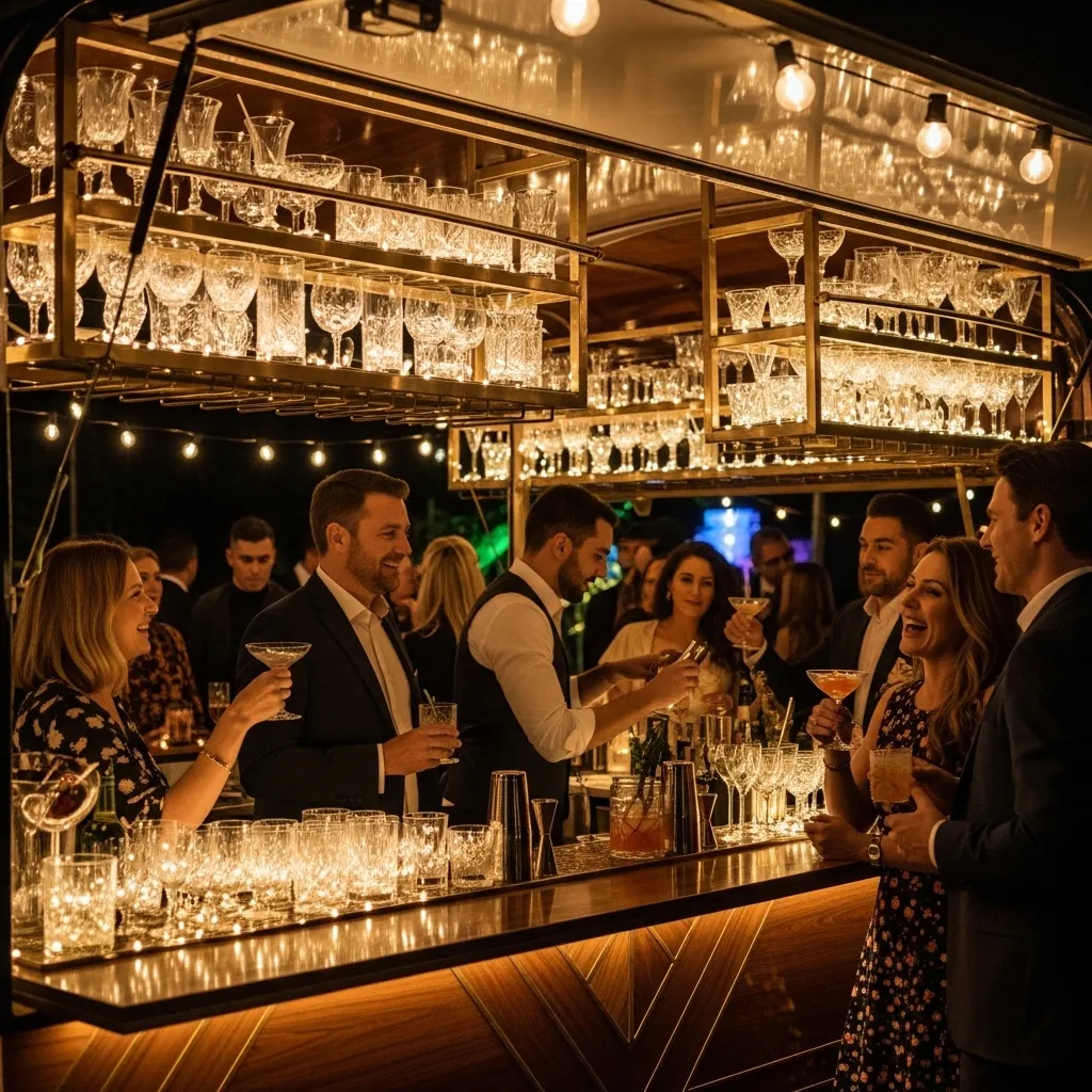 Mobile Bar mit dekorativen Elementen