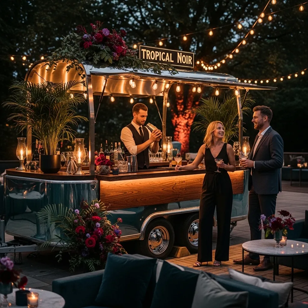 Mobile Bar mit Themen-Dekoration