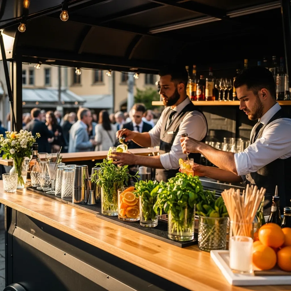 Mobile Cocktailbar auf einer Hochzeit in der Schweiz