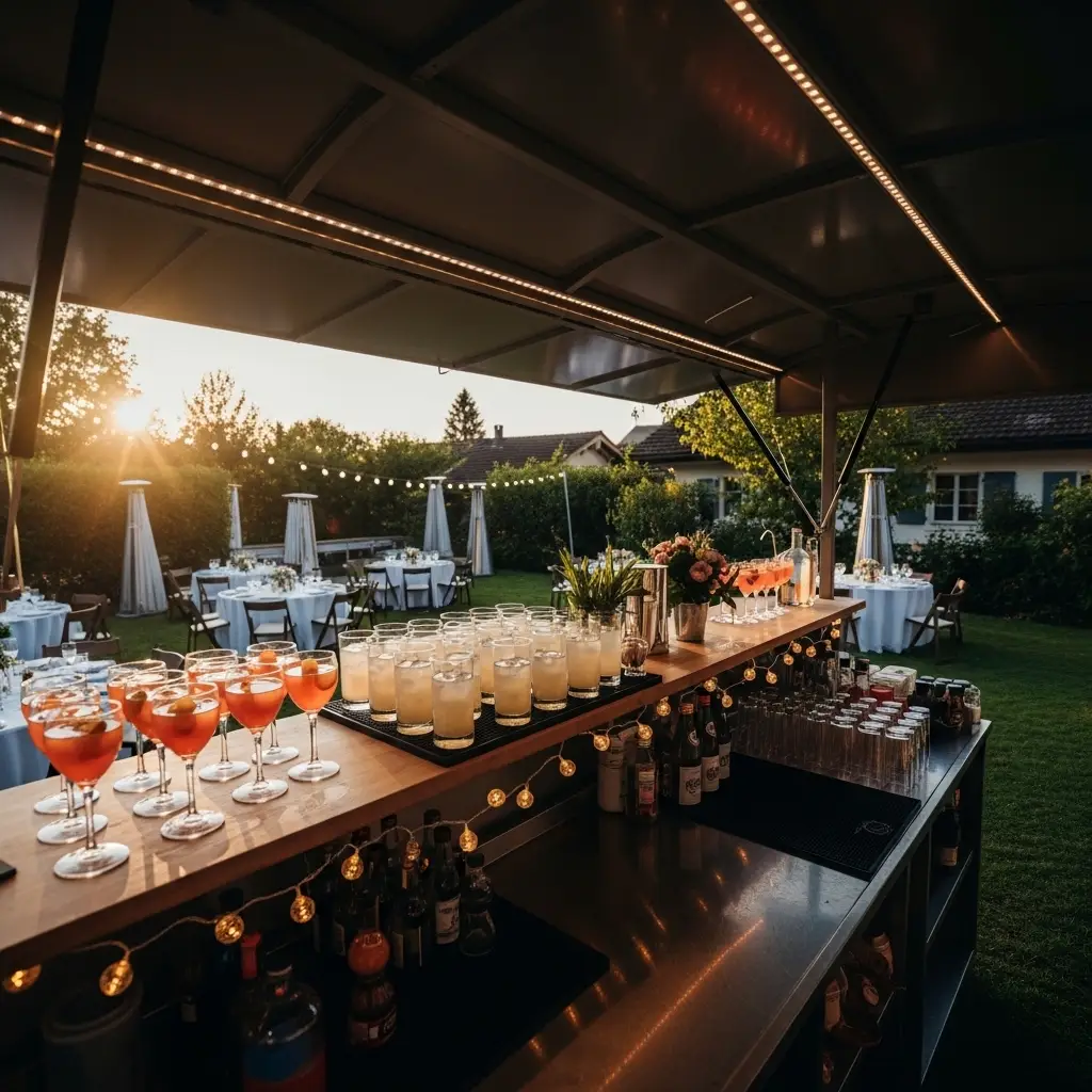 Mobile Hochzeitsbar im Garten
