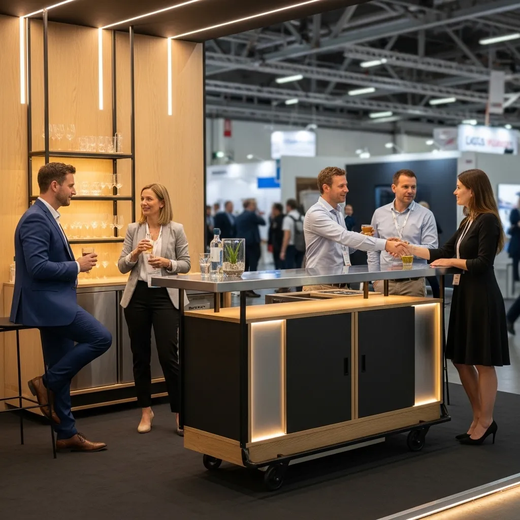 Moderne Mobile Bar am Messestand