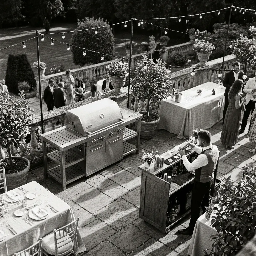Moderner Gasgrill bei einer stilvollen Outdoor-Veranstaltung in der Schweiz