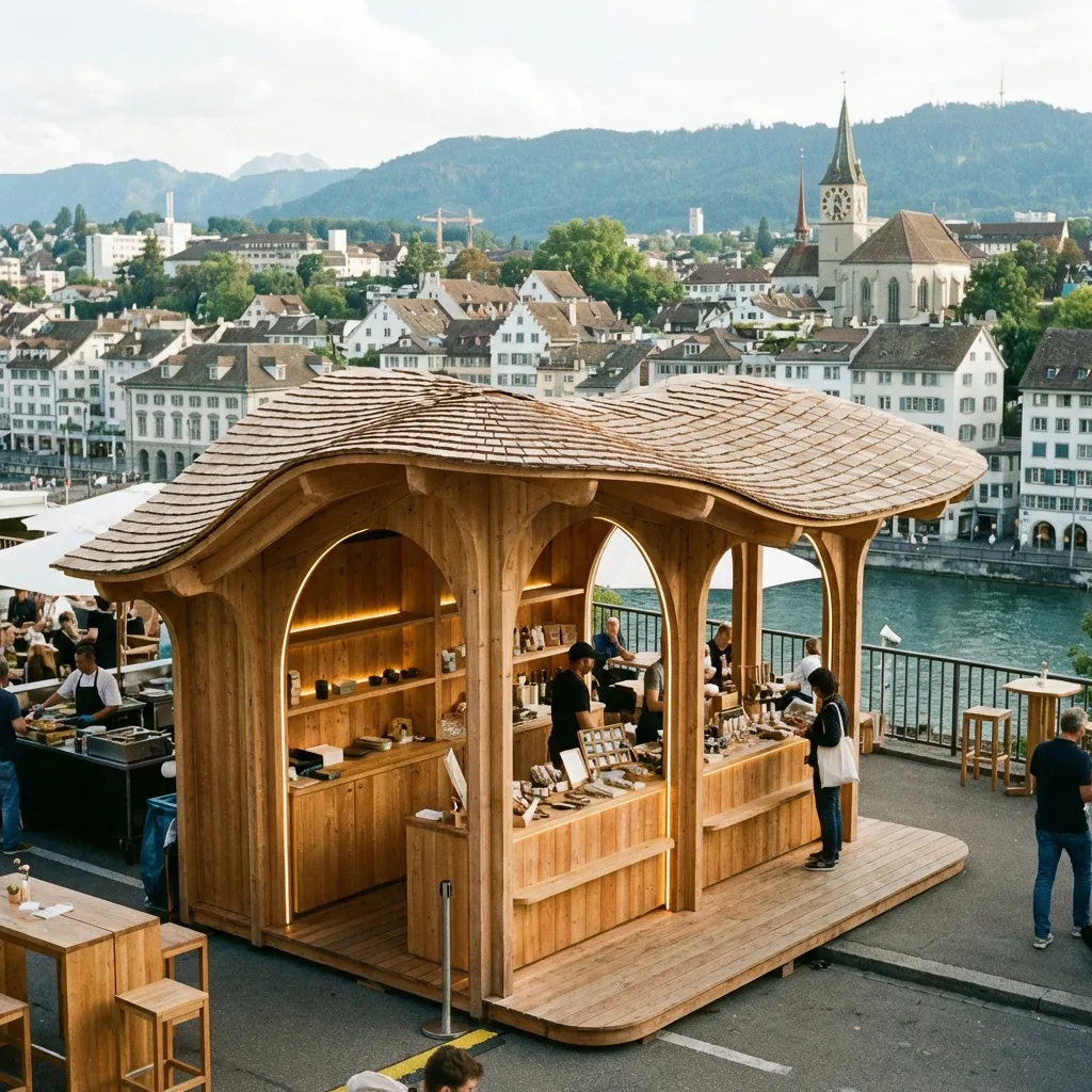 Moderner Verkaufsstand mit Ausstattung