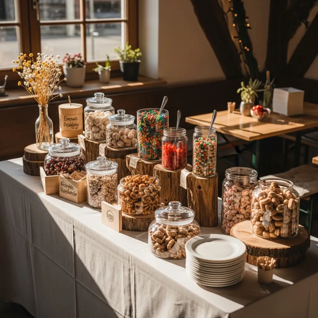 Nachhaltige Candybar mit regionalen Süssigkeiten und Mehrweg-Elementen