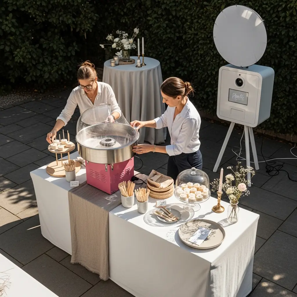 Zuckerwattemaschine mieten für Hochzeiten 3 Nachhaltige Dessertstation mit Zuckerwatte