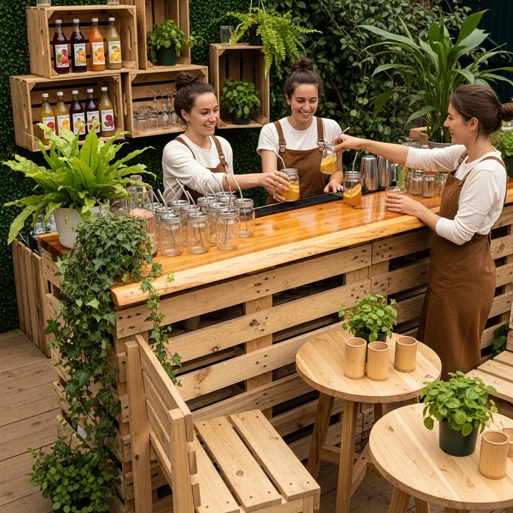 Nachhaltige Event-Bar mit Mehrwegbechern