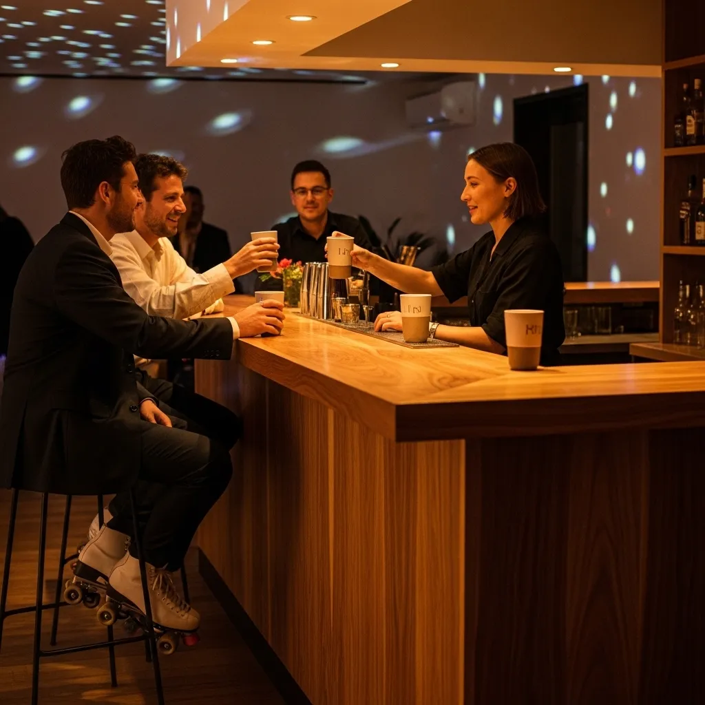 Nachhaltige Event Bar mit Rollschuh Disco