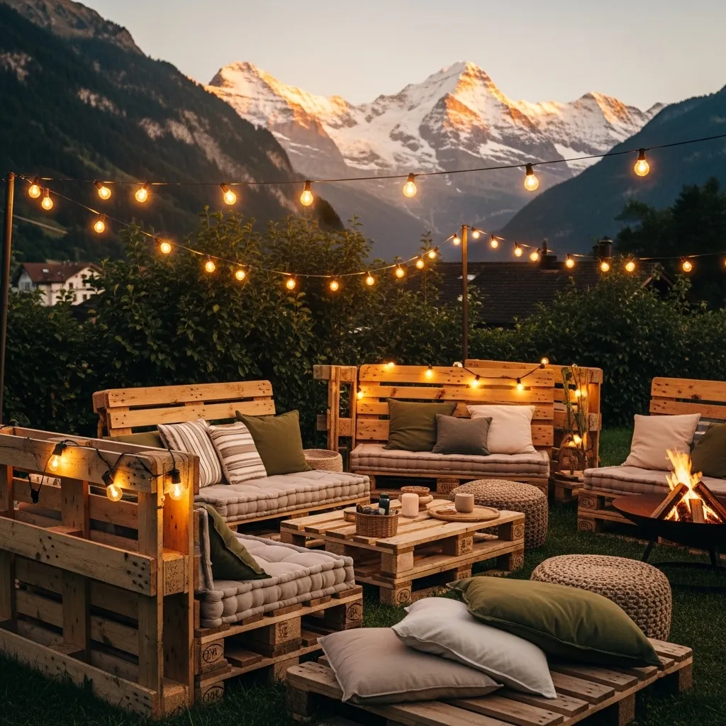 Nachhaltige Palettenmöbel bei einem Outdoor‑Event