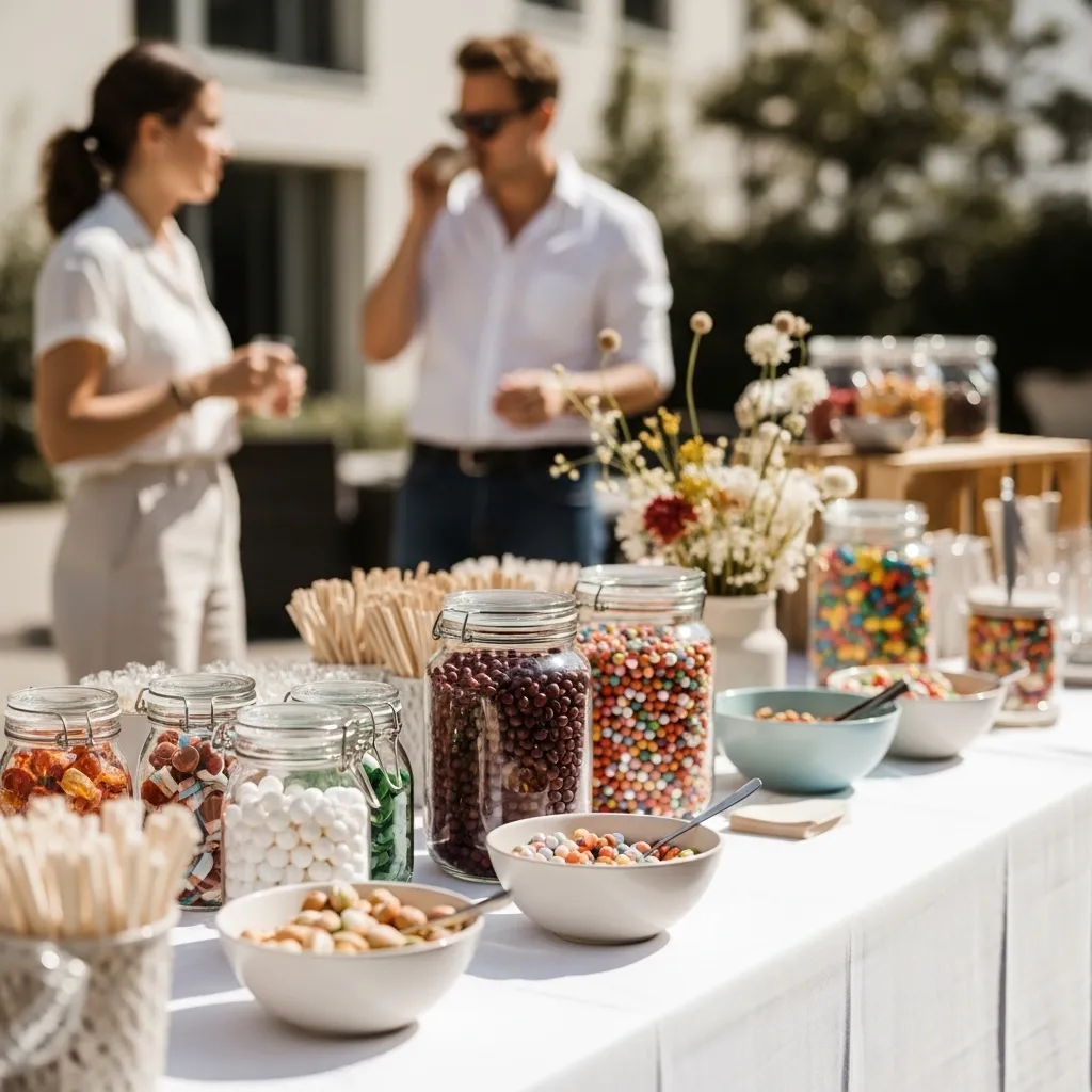 Candy Bar mieten in Zürich 3 Nachhaltige Süßigkeiten Bar mit Mehrweg-Gläsern auf einem Firmenevent
