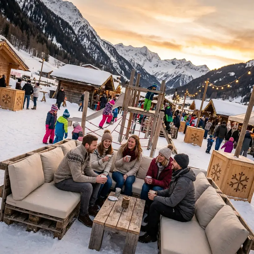 Paletten-Lounge auf einer Schweizer Gartenparty