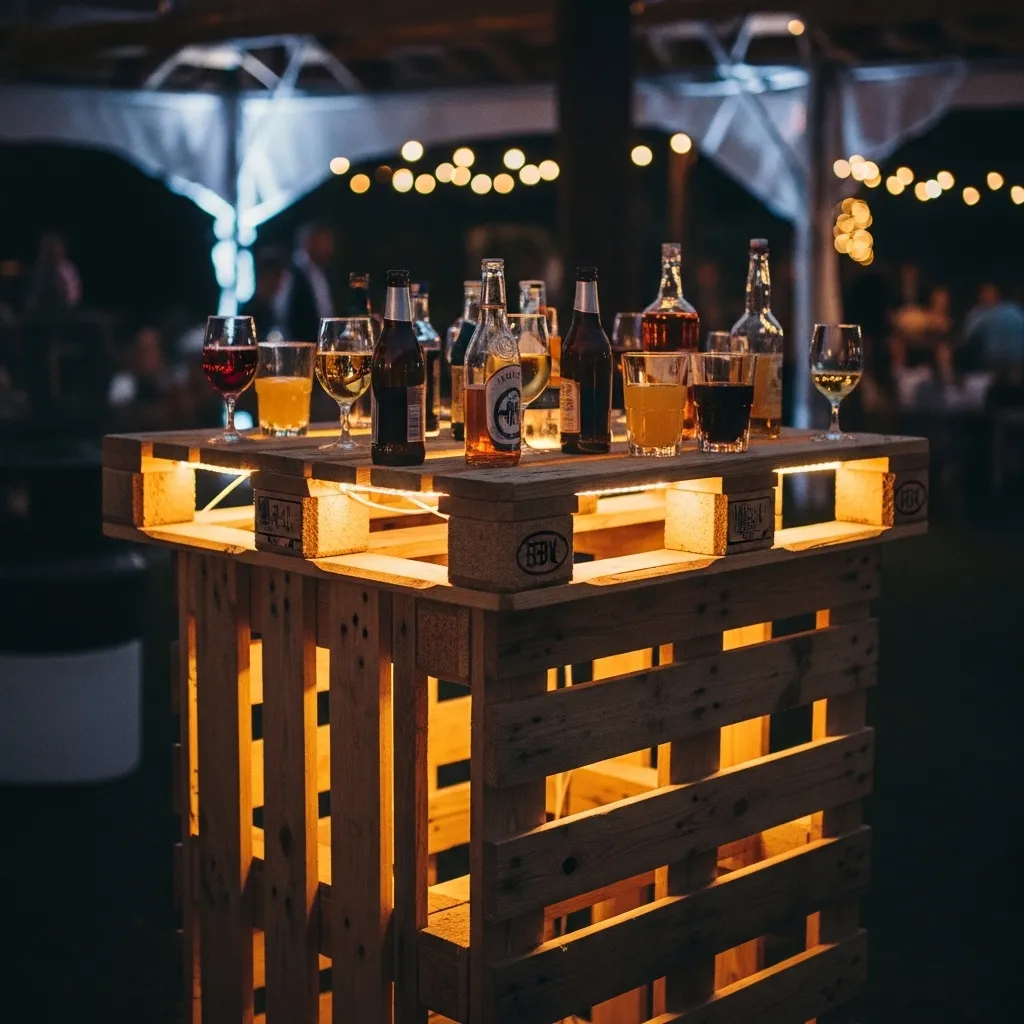 Paletten Stehtisch mit Licht