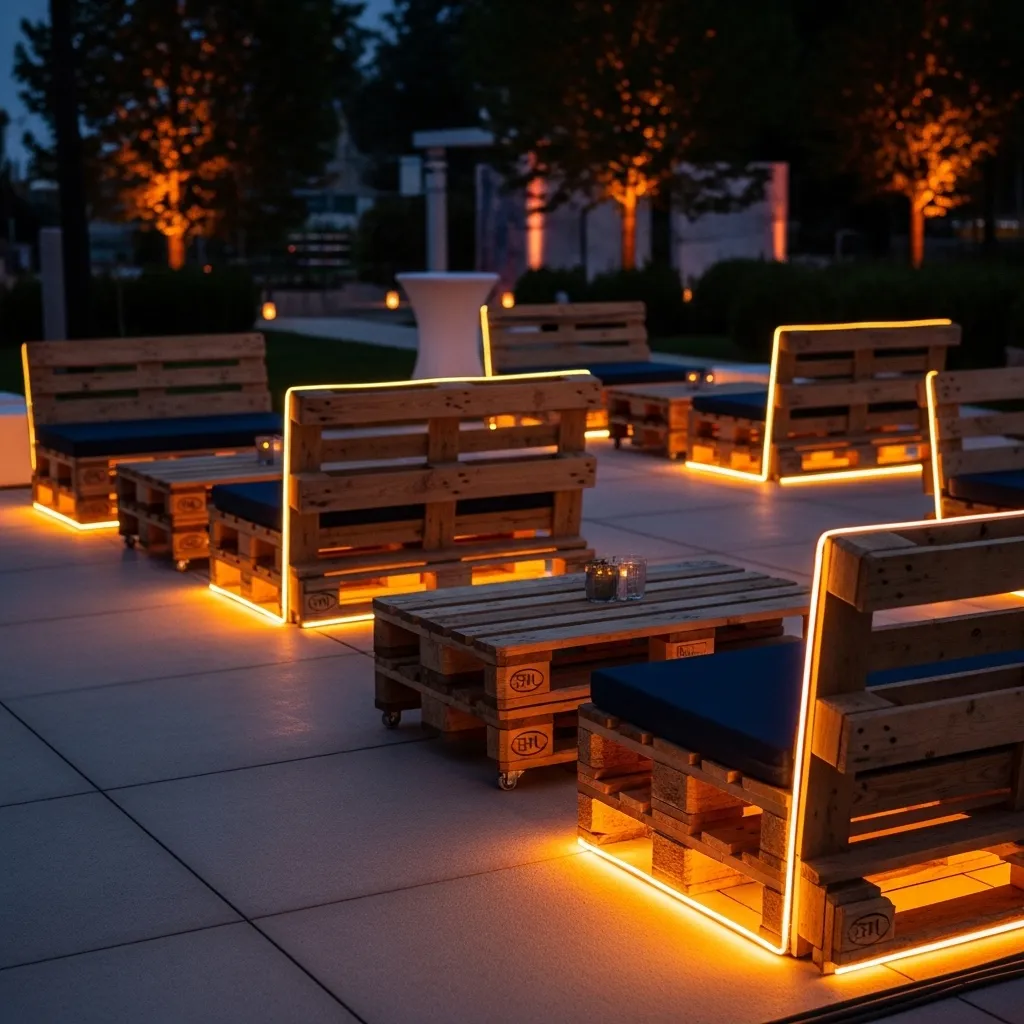 Palettenmöbel mit LED‑Beleuchtung