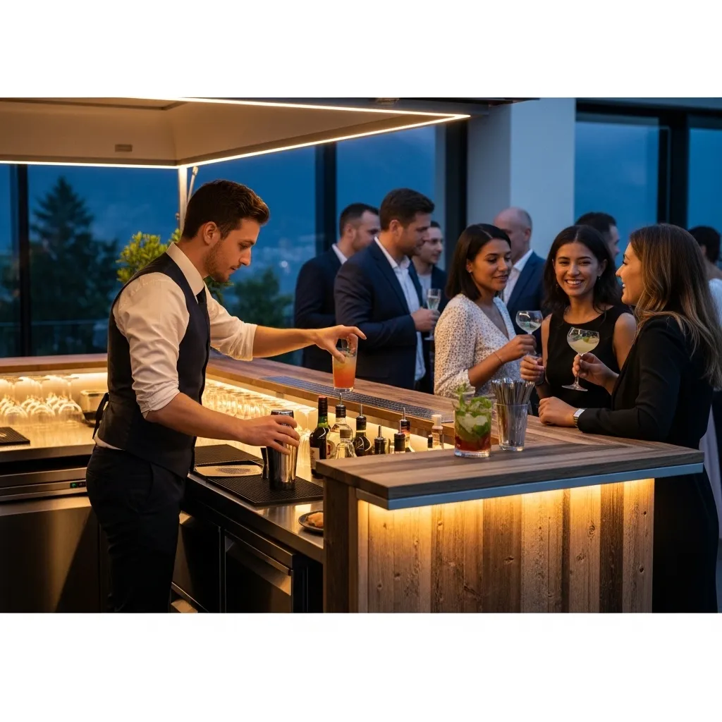 Professioneller Barkeeper an mobiler Bar